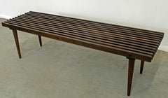 Mid-century Modern Walnut Slat Bench Coffee Table