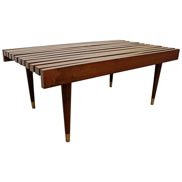 Midcentury Slat Bench Coffee Table For Sale At 1stdibs