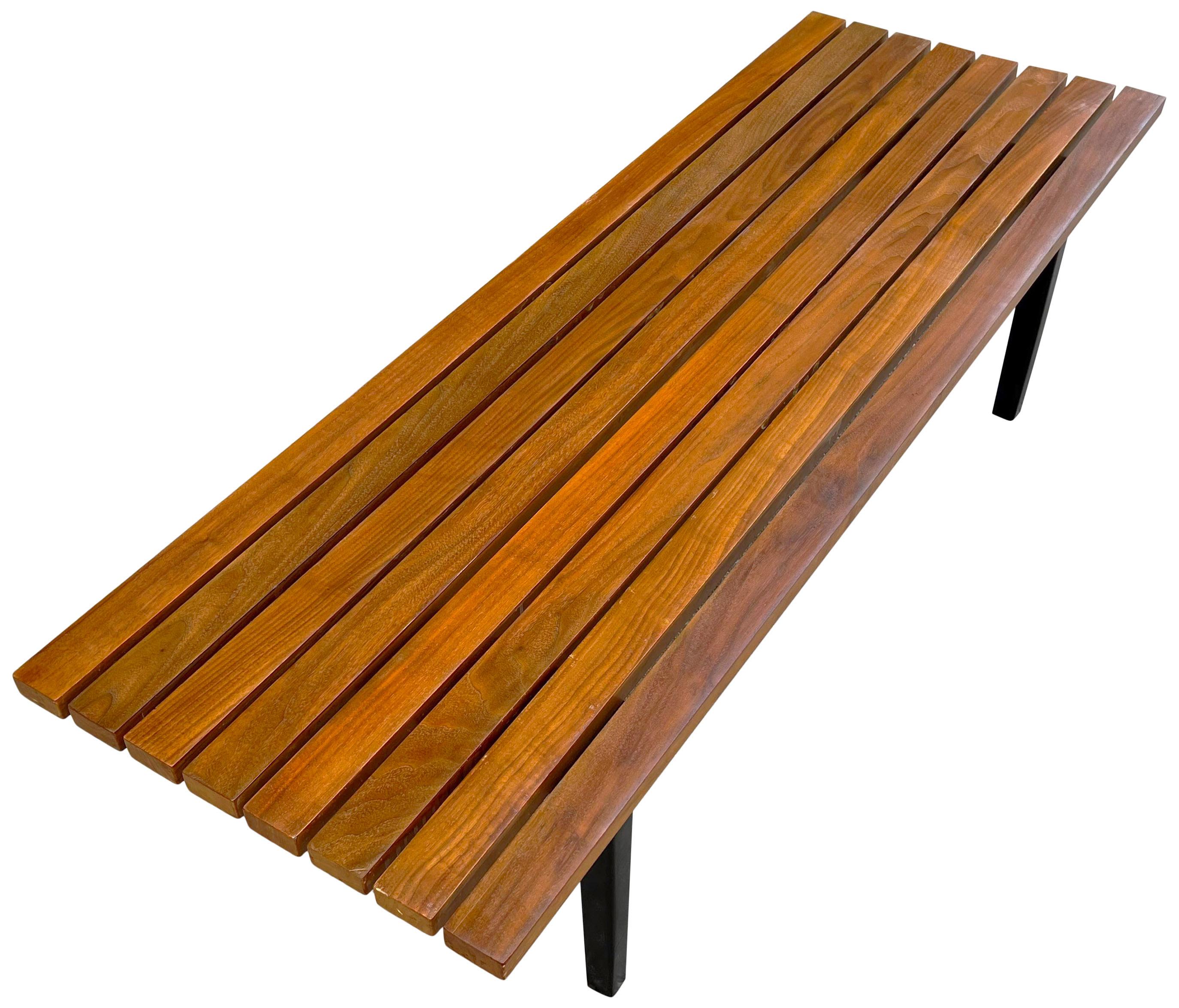 Midcentury Slat Bench In Good Condition In BROOKLYN, NY