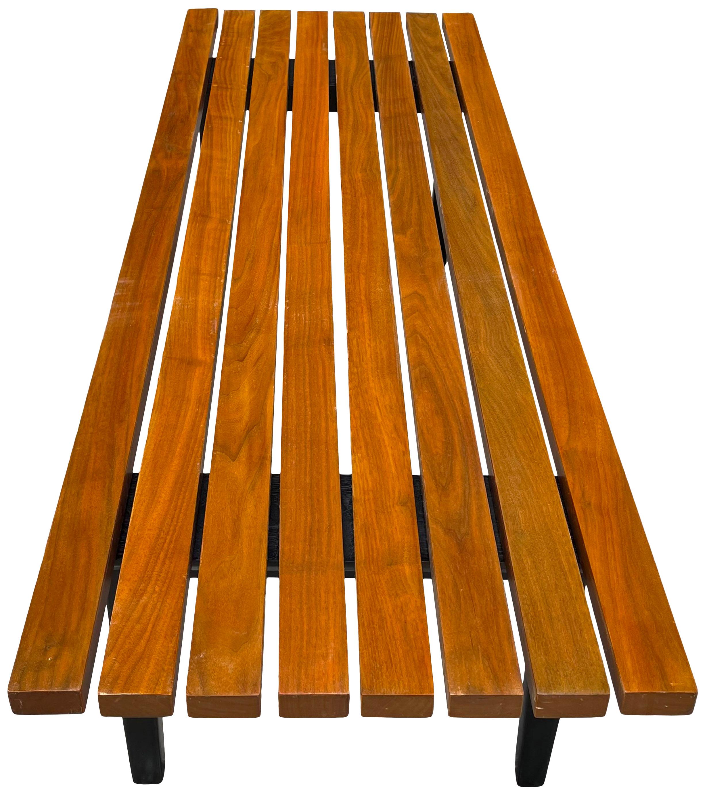 Wood Midcentury Slat Bench