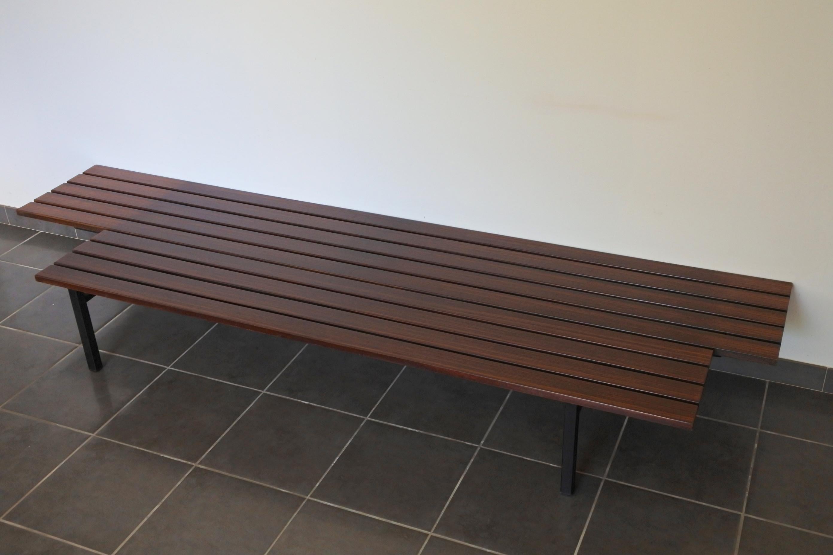 Midcentury Slat Daybed, Sofa, Mahogany and Zebrano Wood, France, 1950s 2