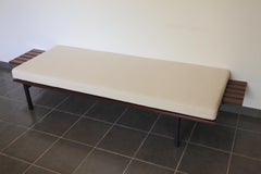 Midcentury Slat Daybed, Sofa, Mahogany and Zebrano Wood, France, 1950s