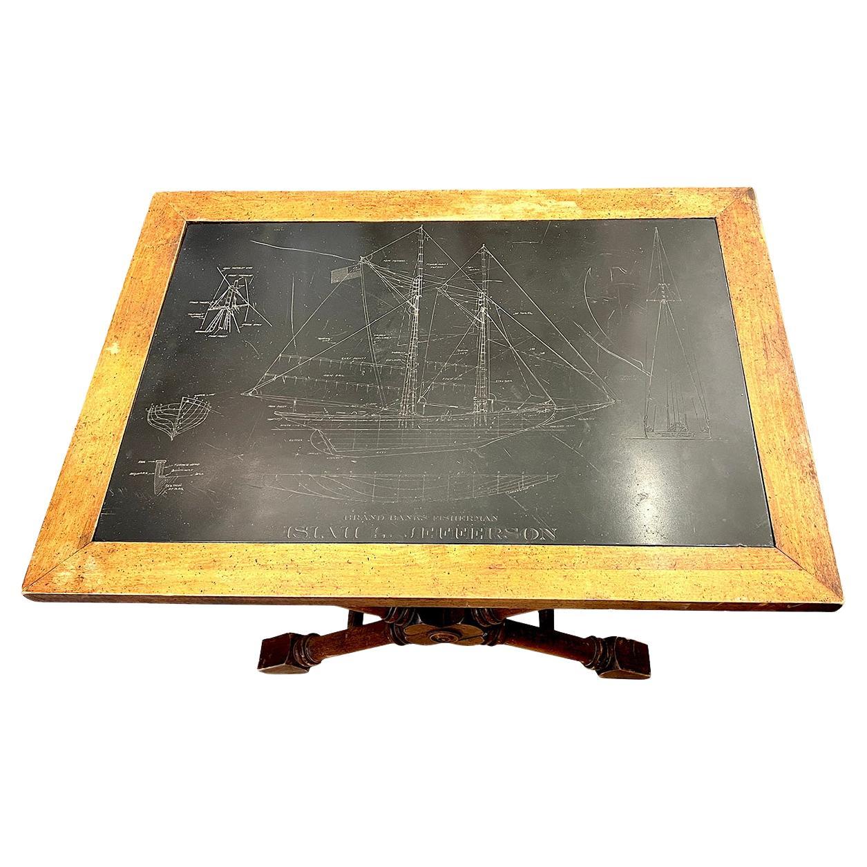 Mid-Century Slate Nautical Table For Sale