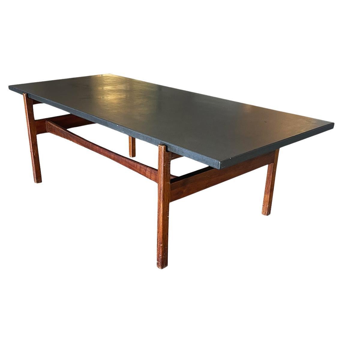 Midcentury Couchtisch mit schieferplatte by Jens Risom