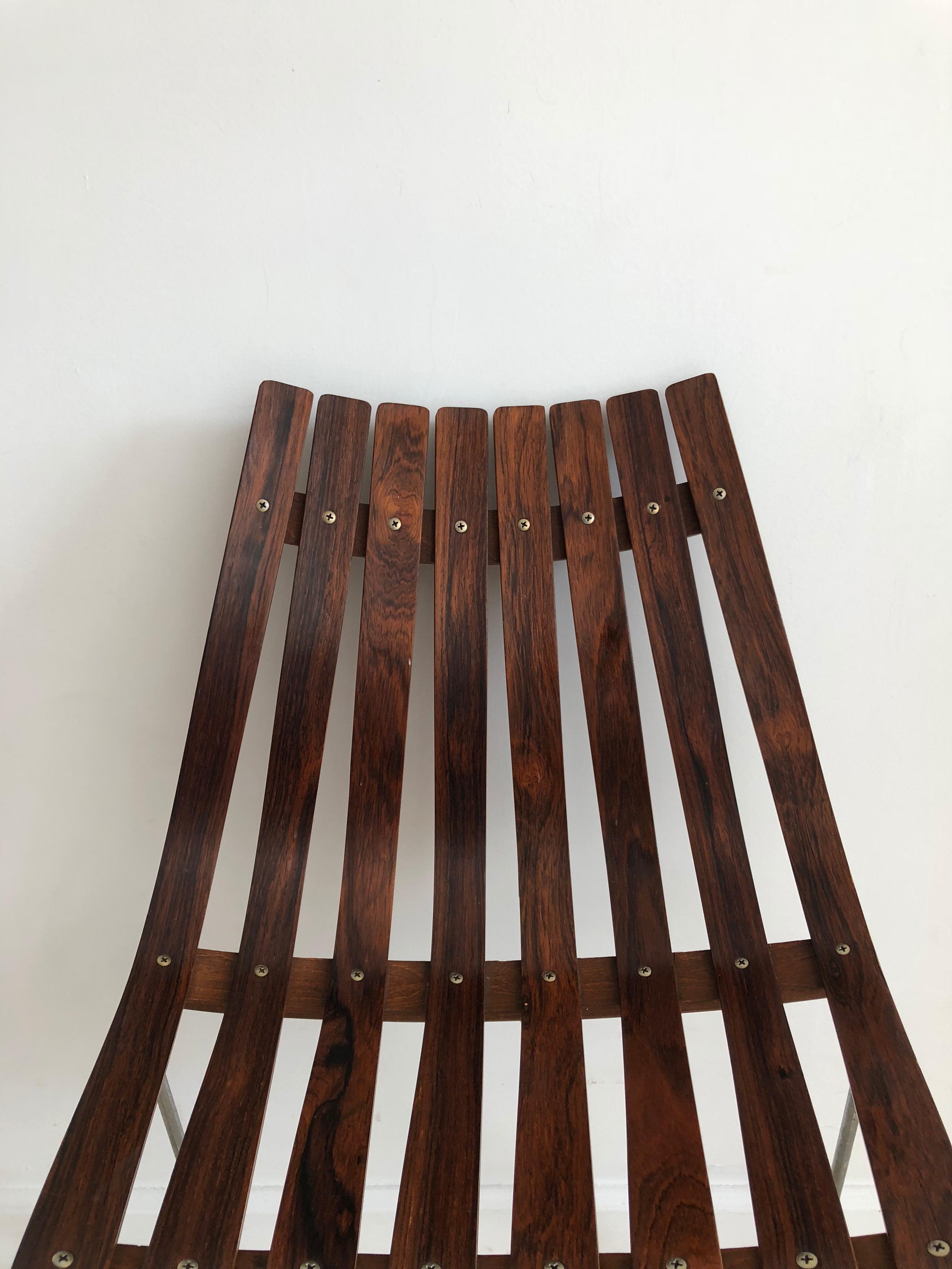 Midcentury Slated Rosewood Hans Brattrud for Hove Mobler Norwegian Chair For Sale 7