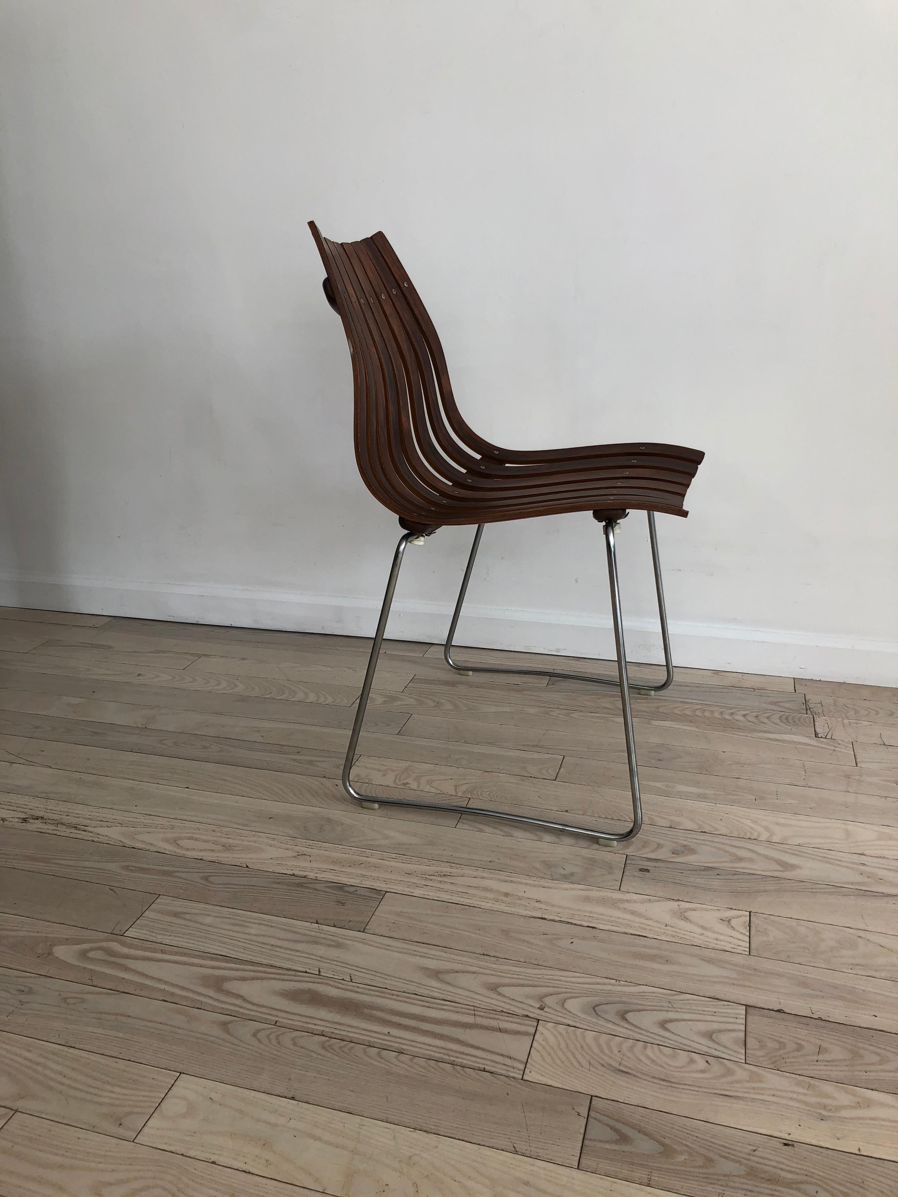 Midcentury Slated Rosewood Hans Brattrud for Hove Mobler Norwegian Chair For Sale 2