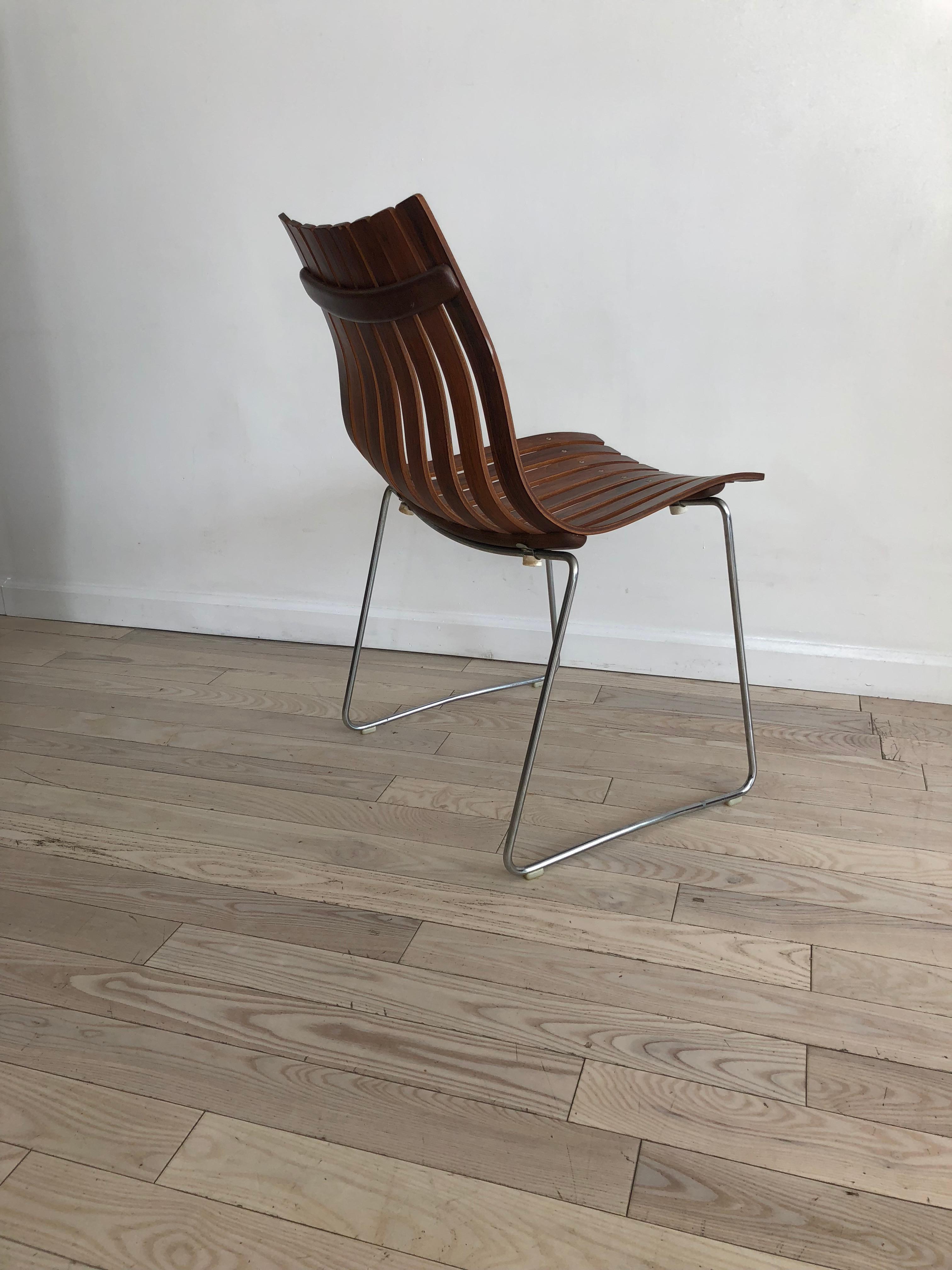 Midcentury Slated Rosewood Hans Brattrud for Hove Mobler Norwegian Chair For Sale 3