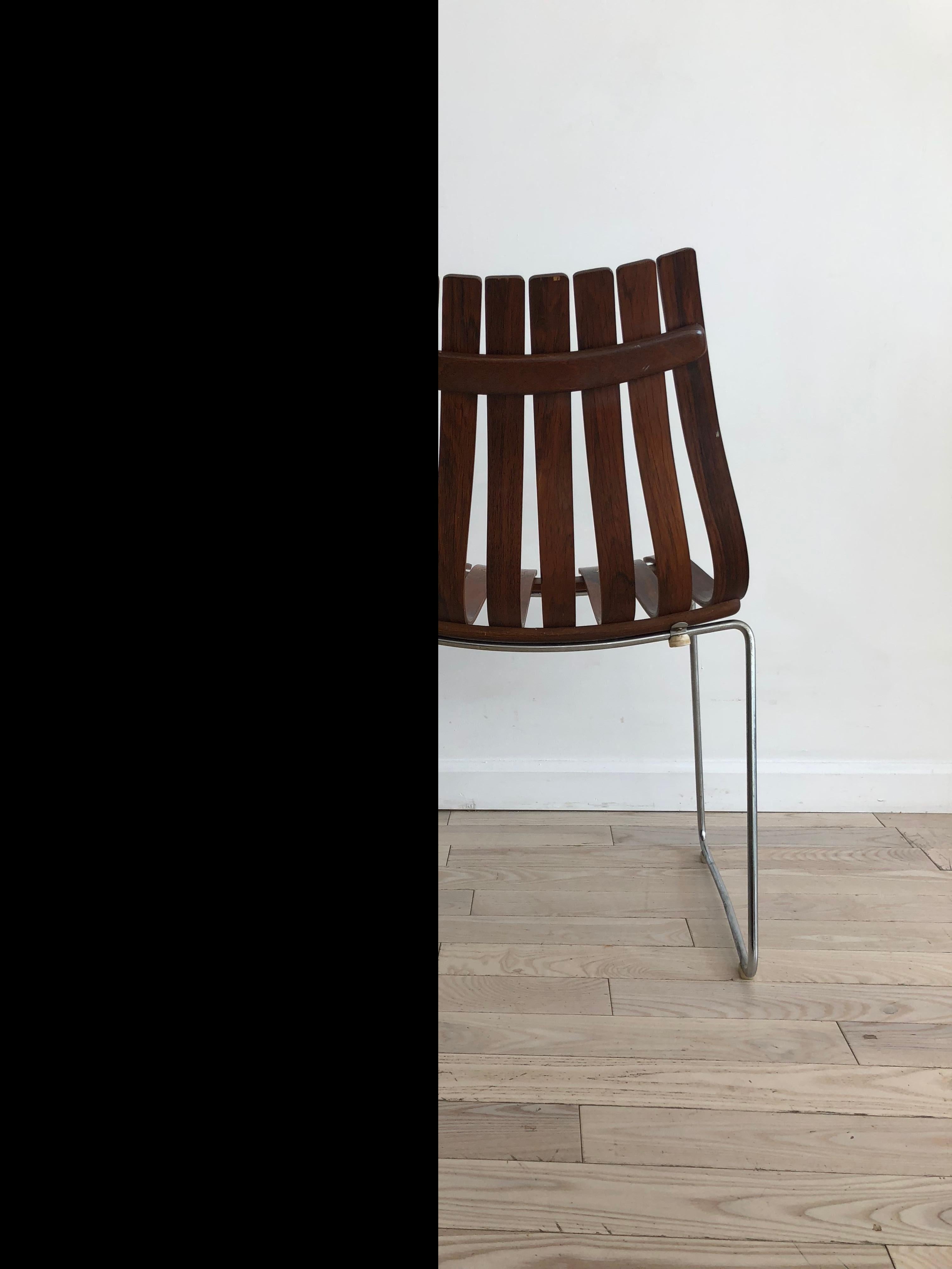 Midcentury Slated Rosewood Hans Brattrud for Hove Mobler Norwegian Chair For Sale 4