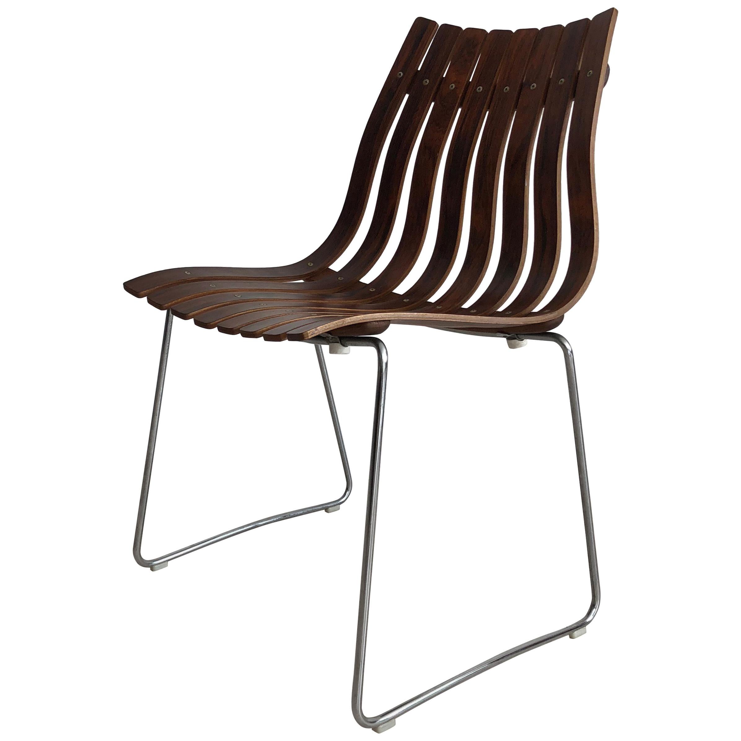 Midcentury Slated Rosewood Hans Brattrud for Hove Mobler Norwegian Chair For Sale