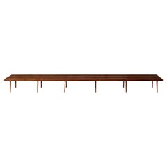 Midcentury Slatted Teak Bench, Italy 1960s