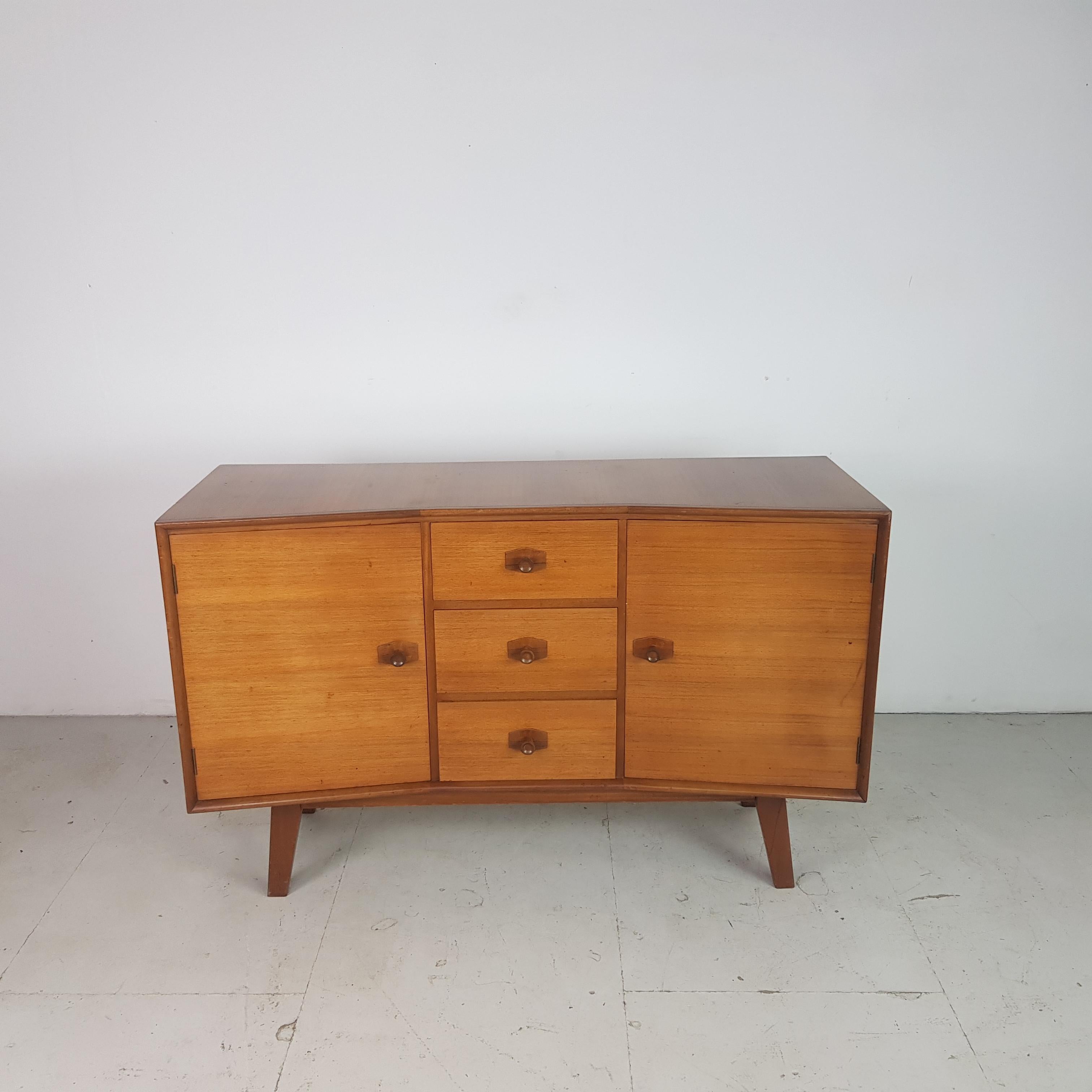 British Midcentury Small Teak Sideboard by Heals, 1950s For Sale