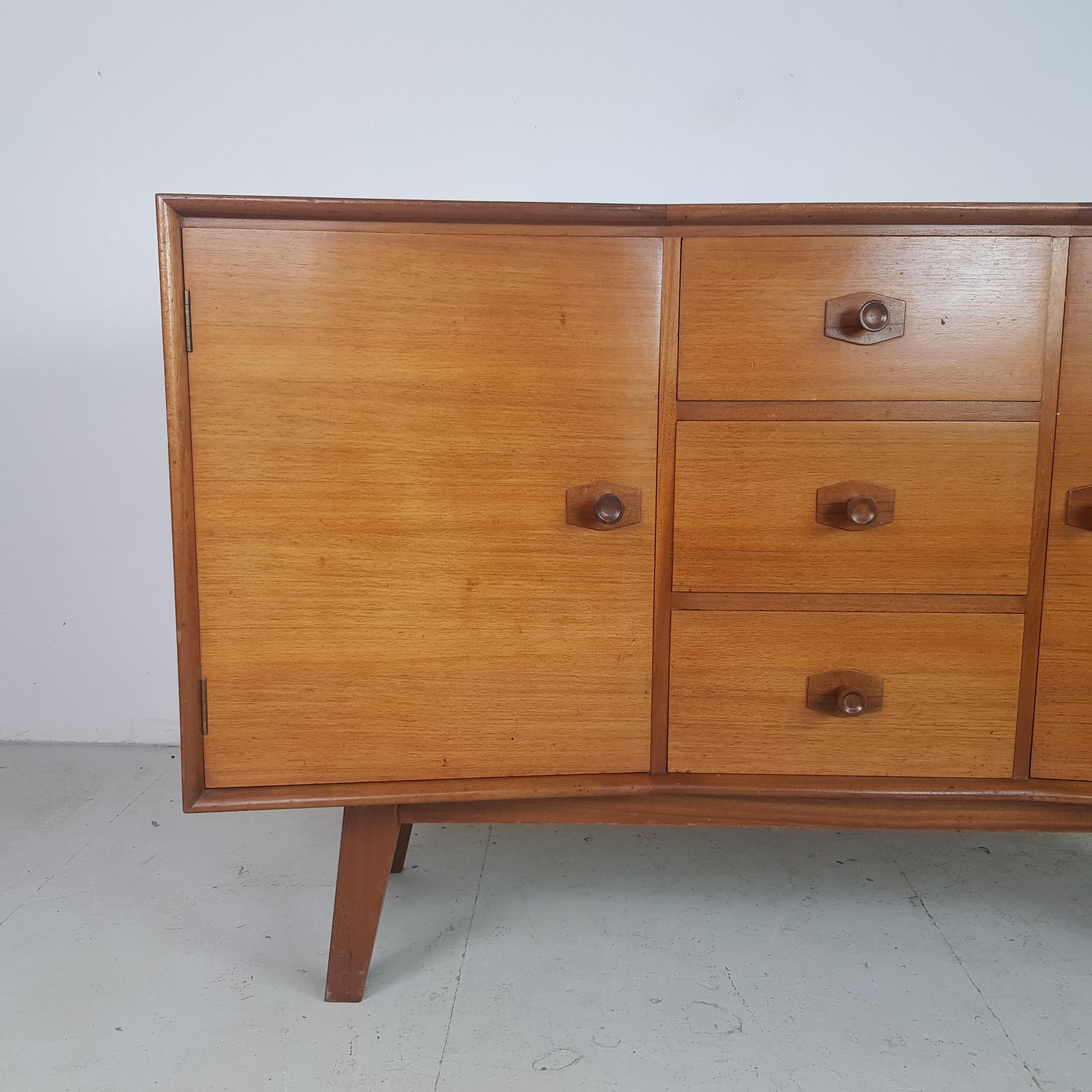 Mid-20th Century Midcentury Small Teak Sideboard by Heals, 1950s For Sale