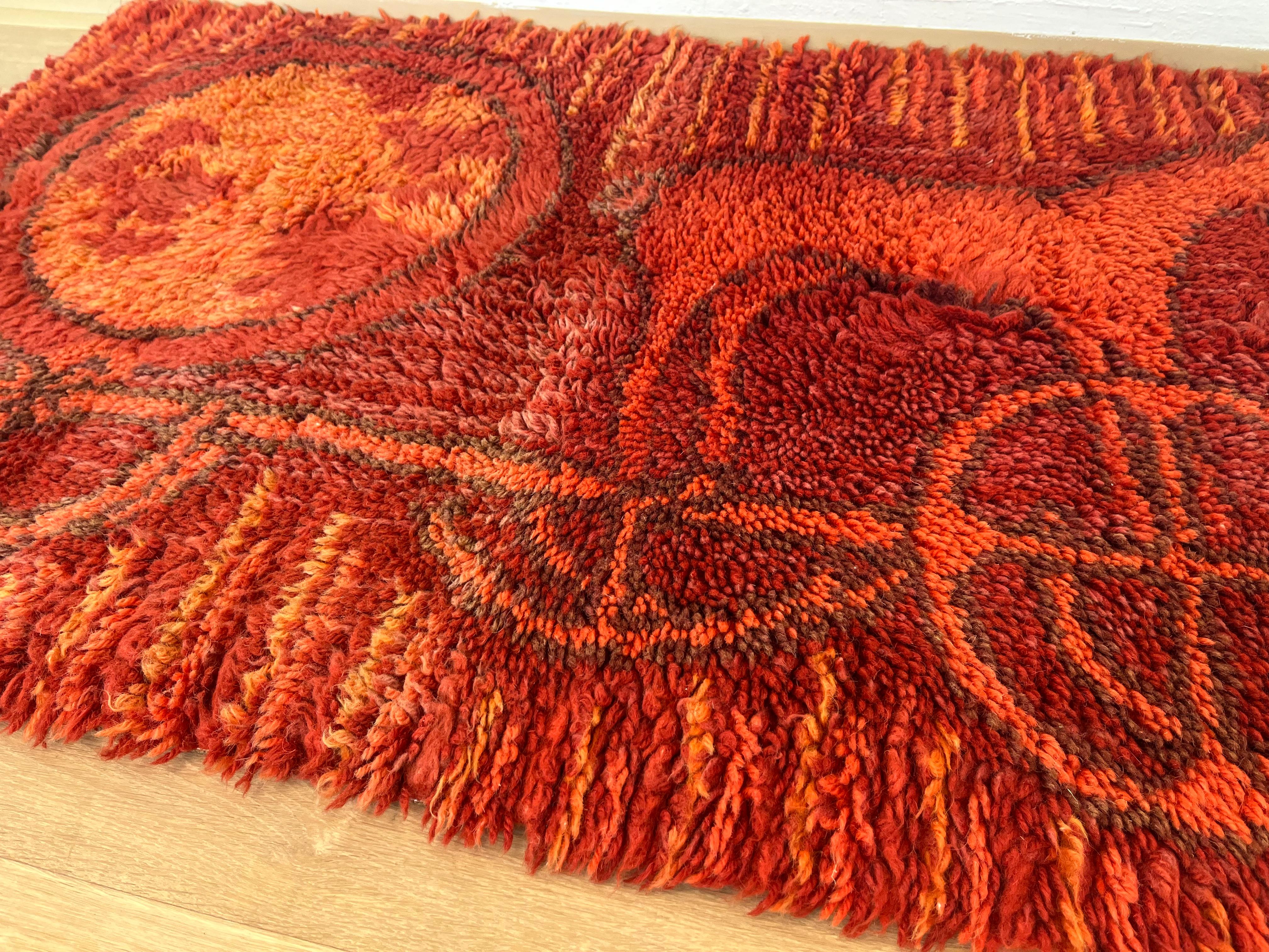 Danish Midcentury Small Wool Ege Rya Carpet / Rug, Denmark, 1960s For Sale