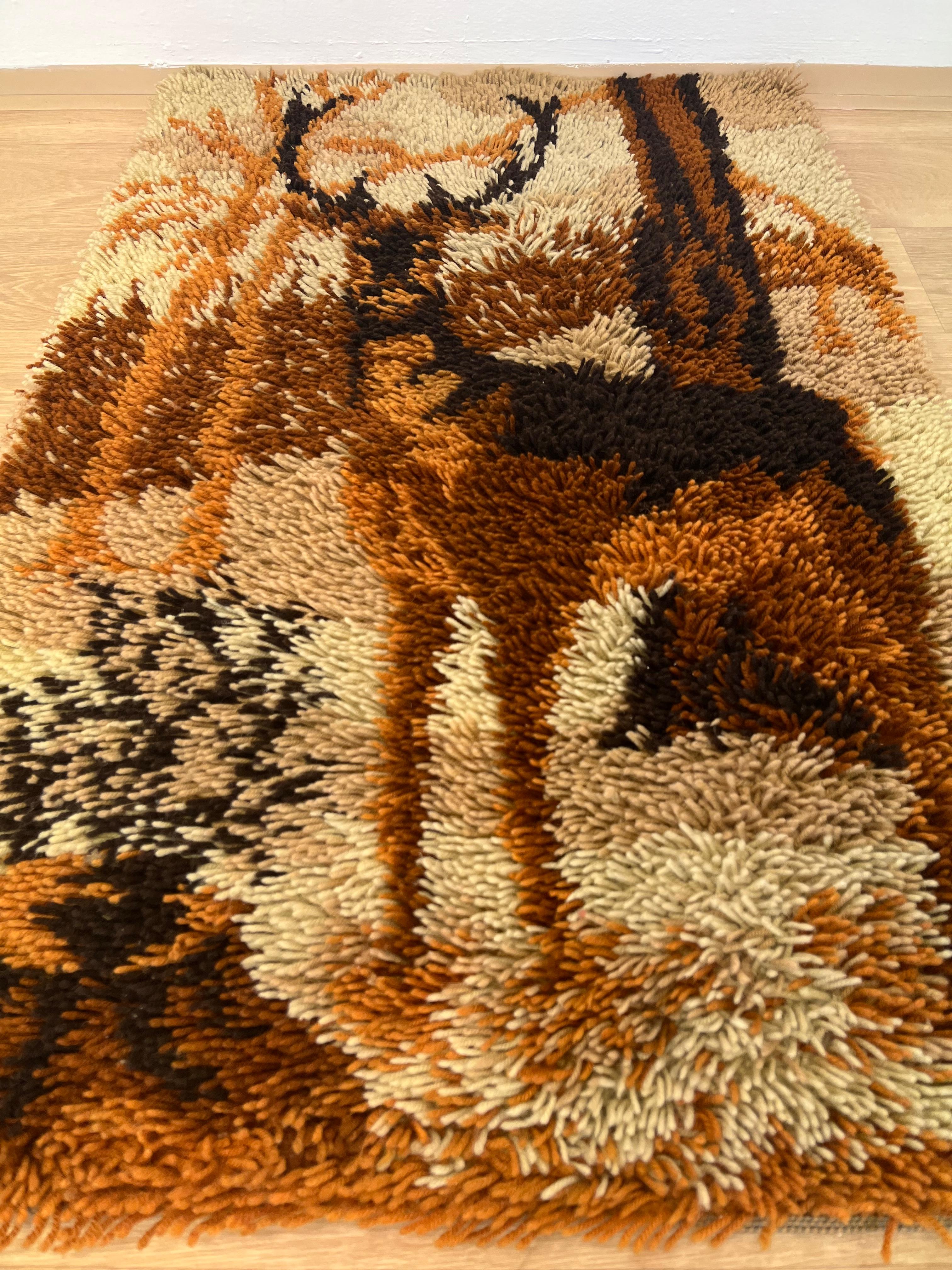 Midcentury Small Wool Ege Rya Carpet / Rug , Denmark, 1960s In Good Condition For Sale In Praha, CZ