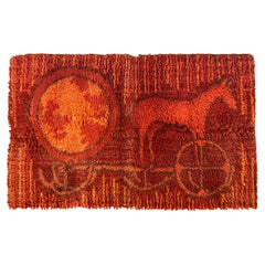 Midcentury Small Wool Ege Rya Carpet / Rug, Denmark, 1960s