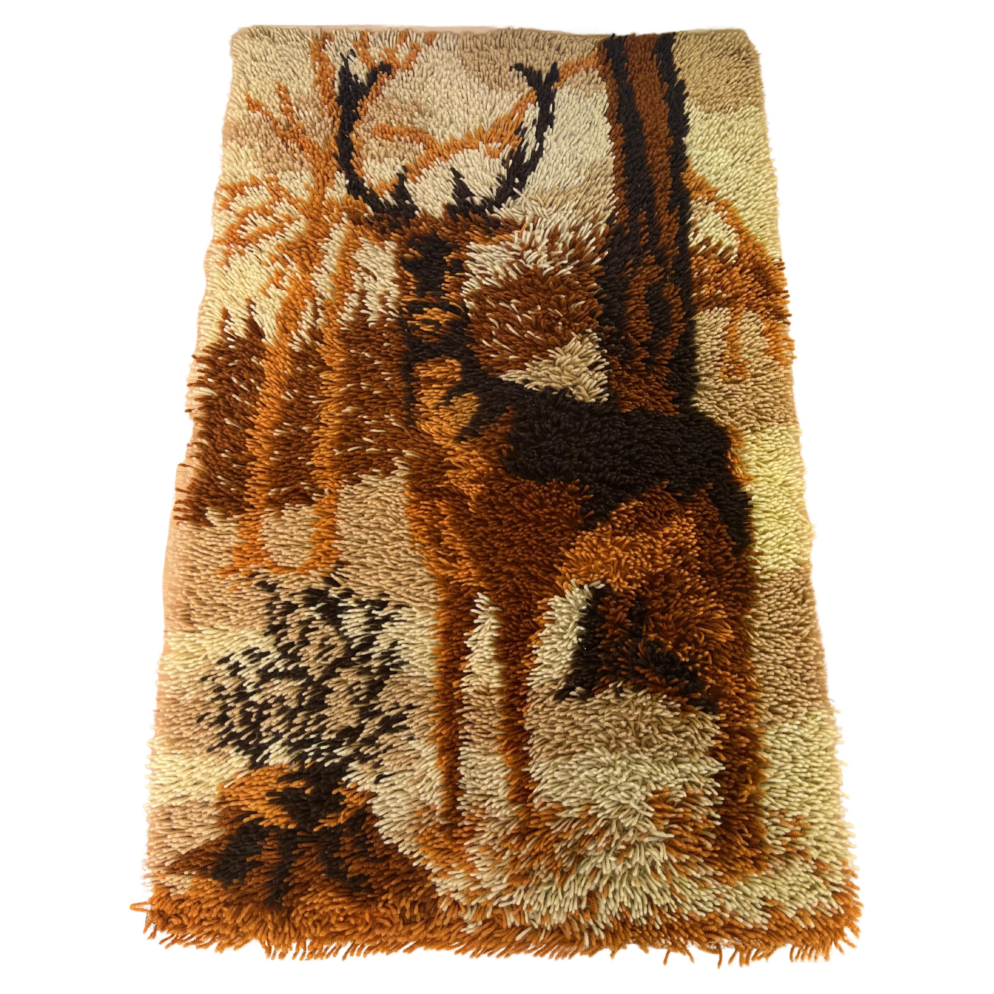 Midcentury Small Wool Ege Rya Carpet / Rug , Denmark, 1960s For Sale