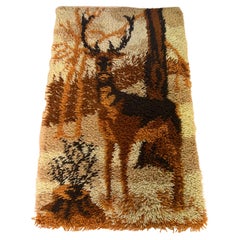 Midcentury Small Wool Ege Rya Carpet / Rug , Denmark, 1960s