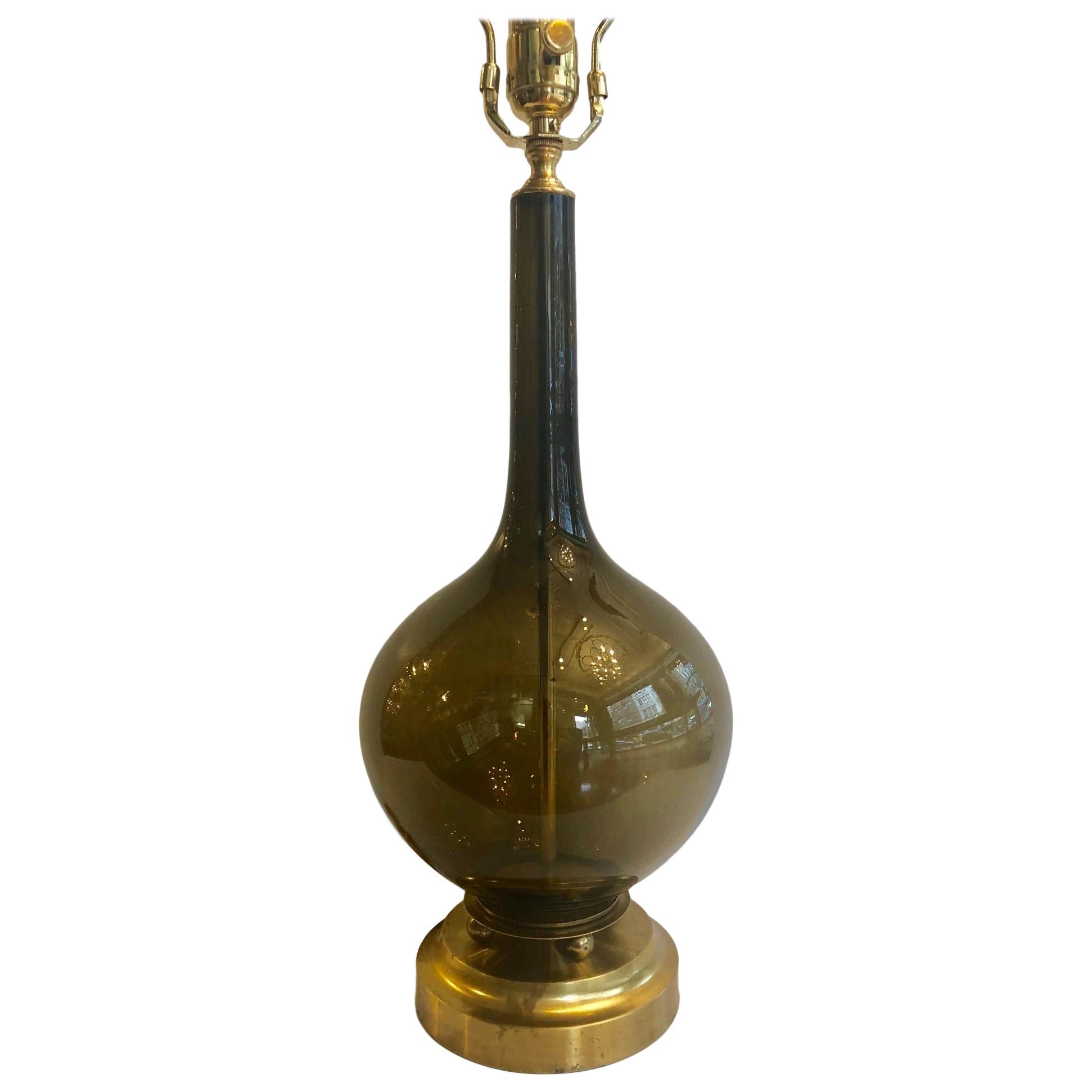 Midcentury Smoke Glass Table Lamp