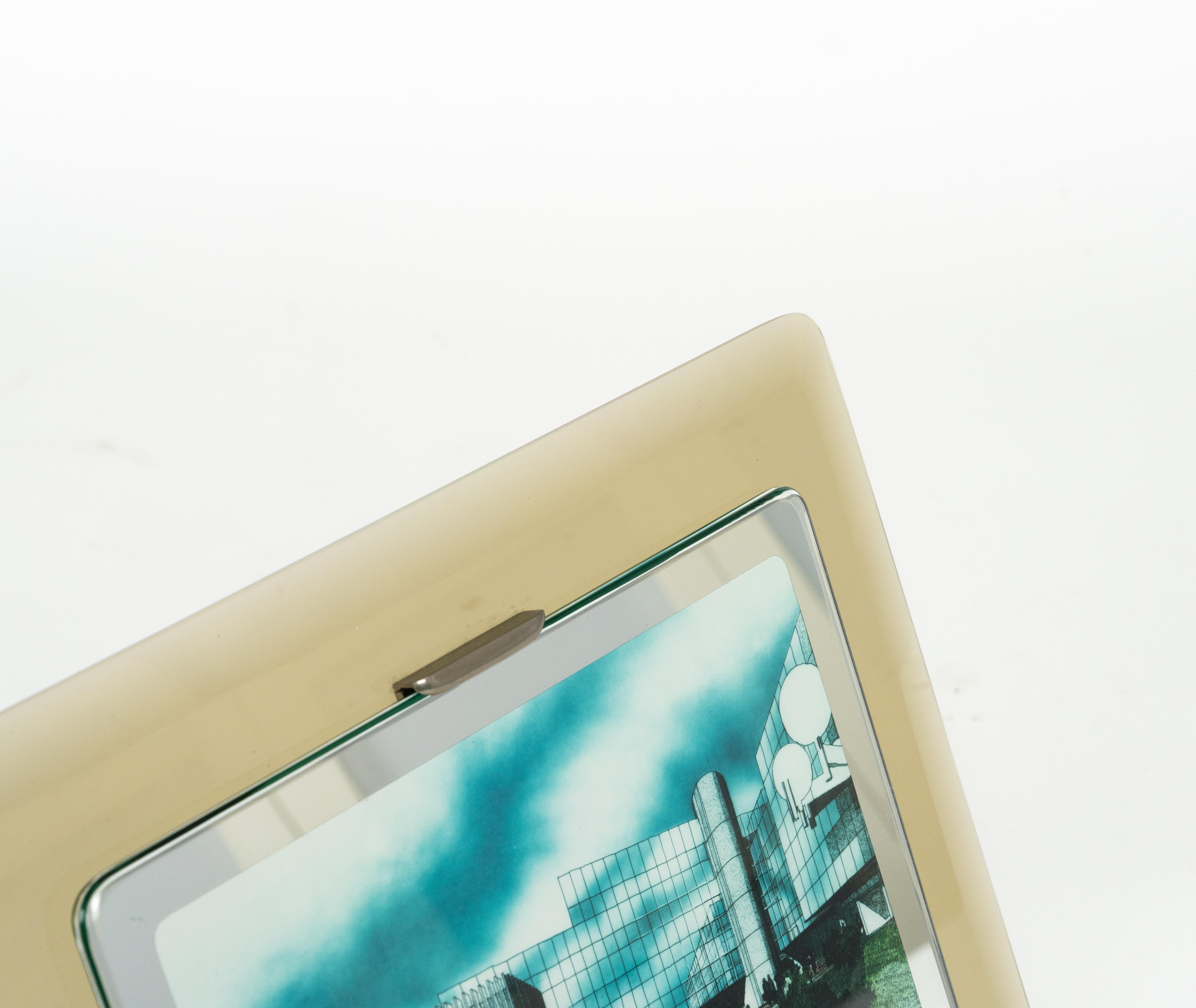 Cadre en verre fumé du milieu du siècle Attribué à Fontana Arte, Italie 1970 en vente 6