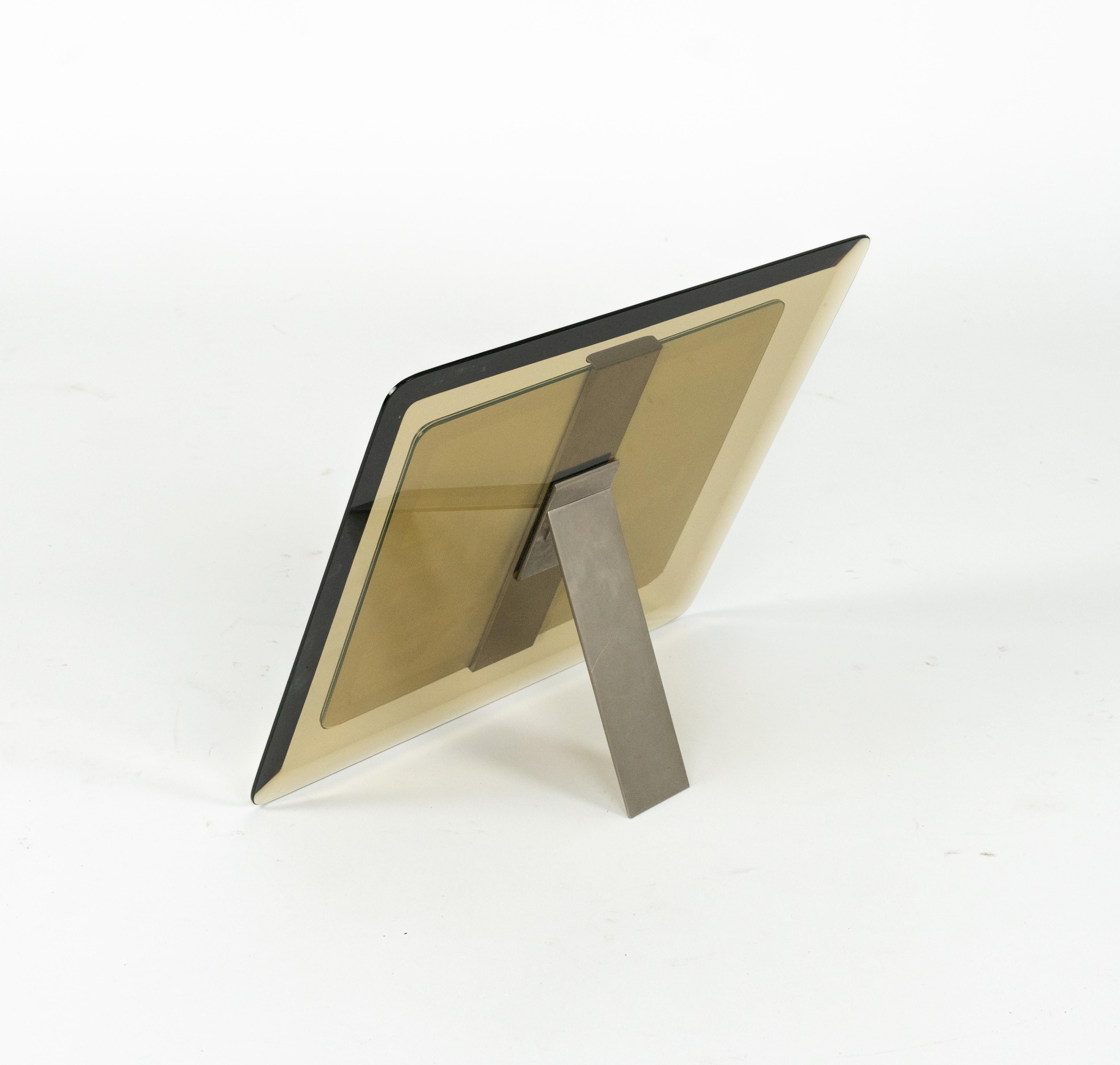 Cadre en verre fumé du milieu du siècle Attribué à Fontana Arte, Italie 1970 en vente 9