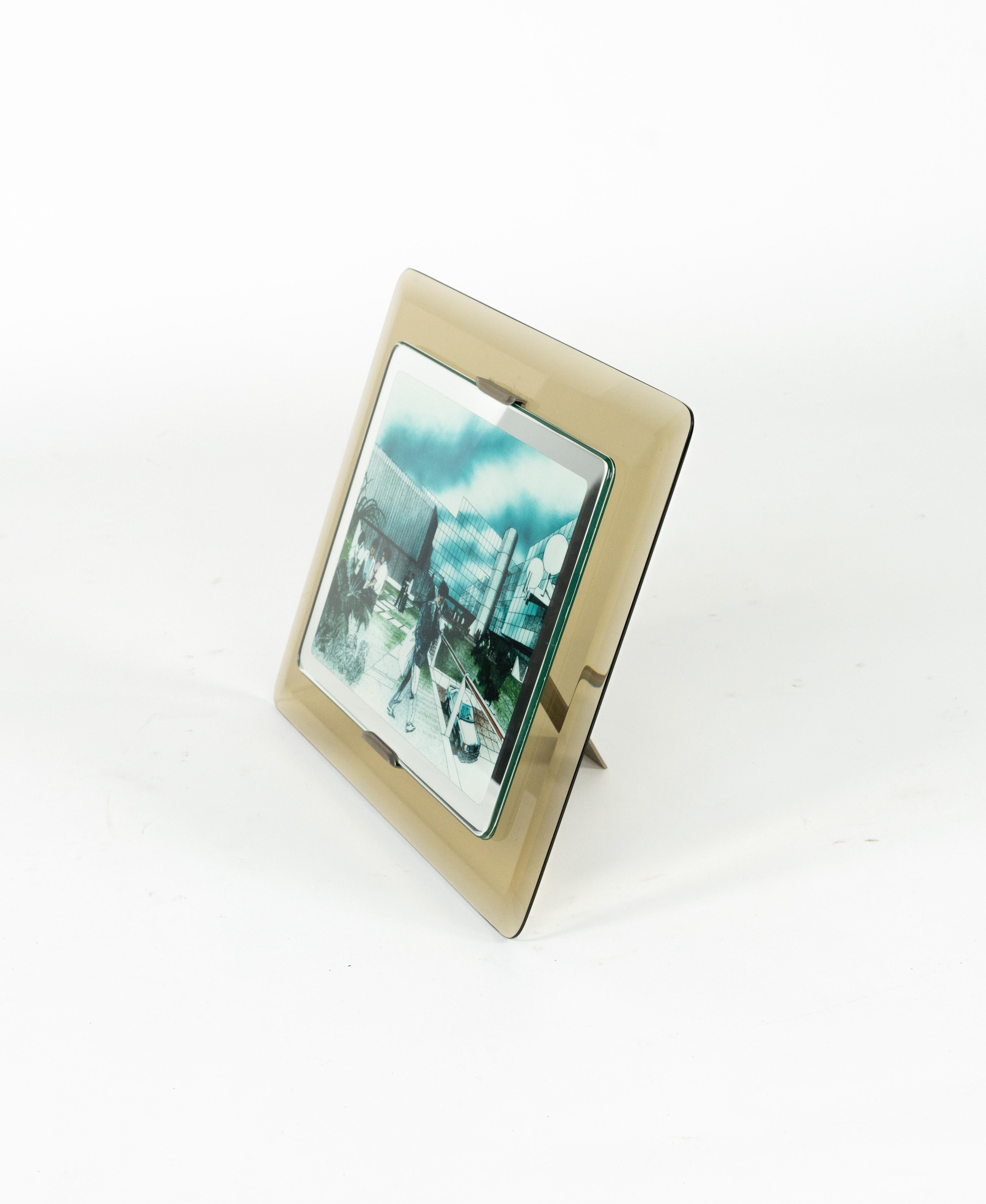 Mid-Century Modern Cadre en verre fumé du milieu du siècle Attribué à Fontana Arte, Italie 1970 en vente