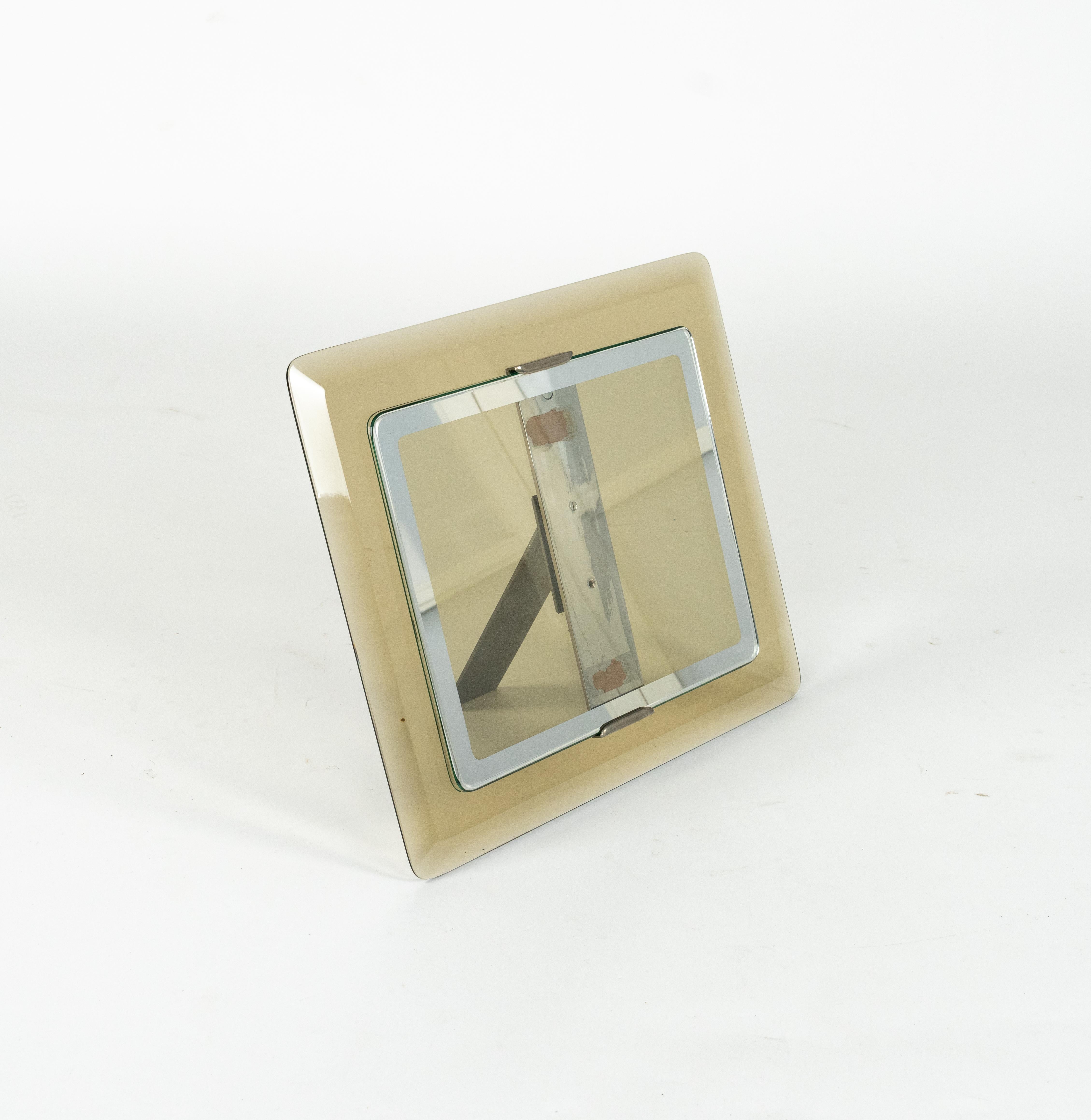 Fin du 20e siècle Cadre en verre fumé du milieu du siècle Attribué à Fontana Arte, Italie 1970 en vente