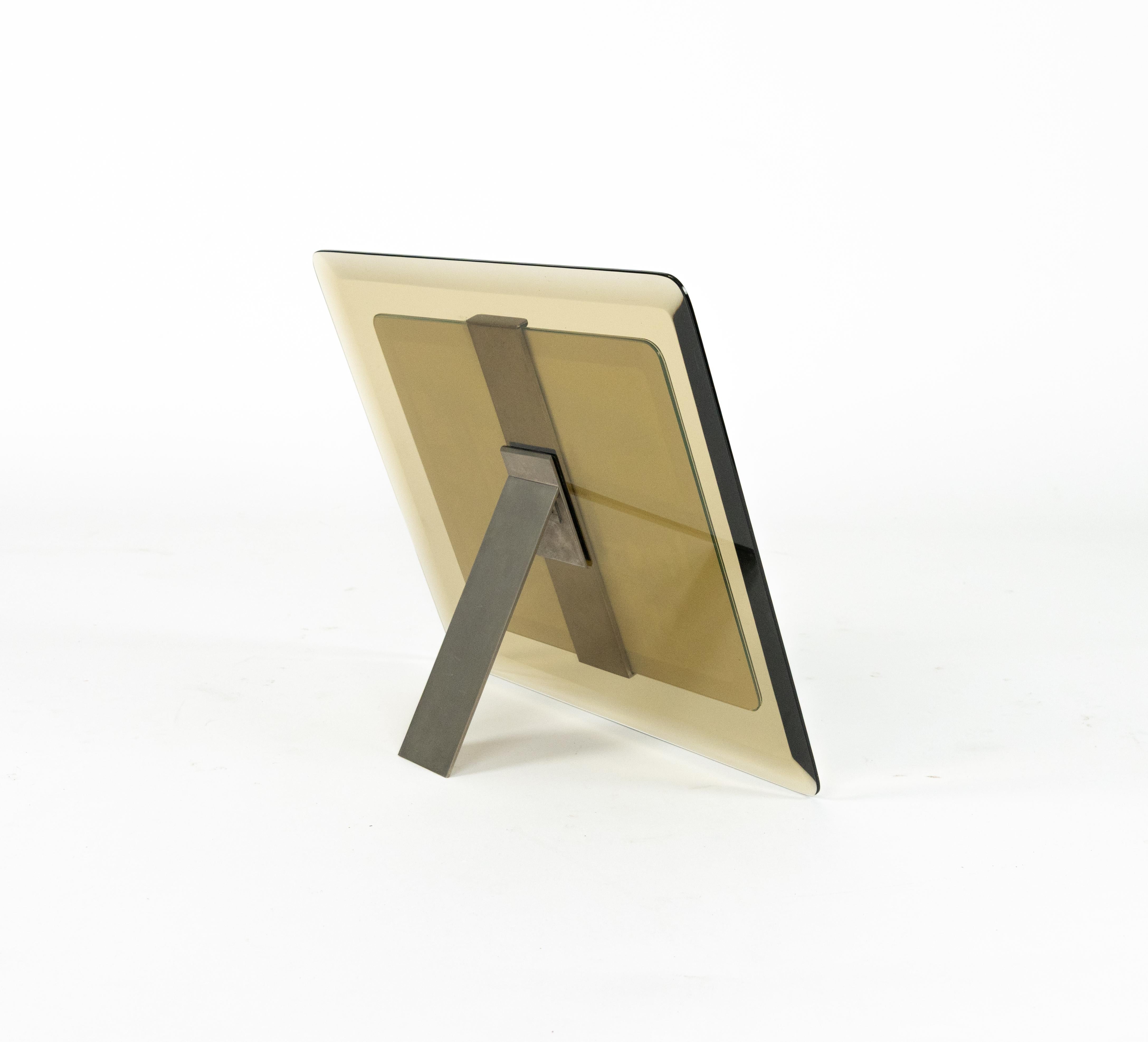 Cadre en verre fumé du milieu du siècle Attribué à Fontana Arte, Italie 1970 en vente 1