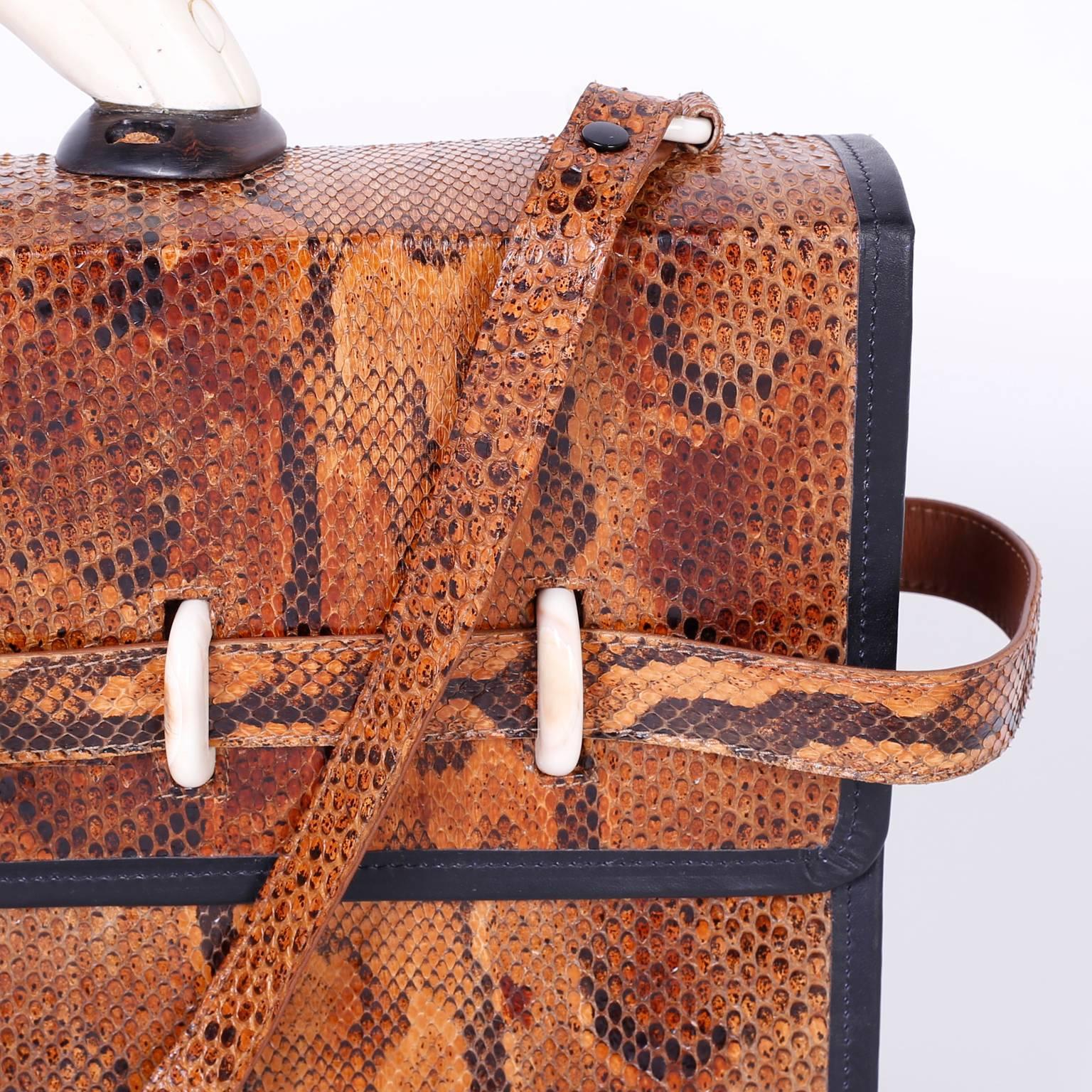 Mid-Century Modern Midcentury Snake Skin Briefcase by Lowell