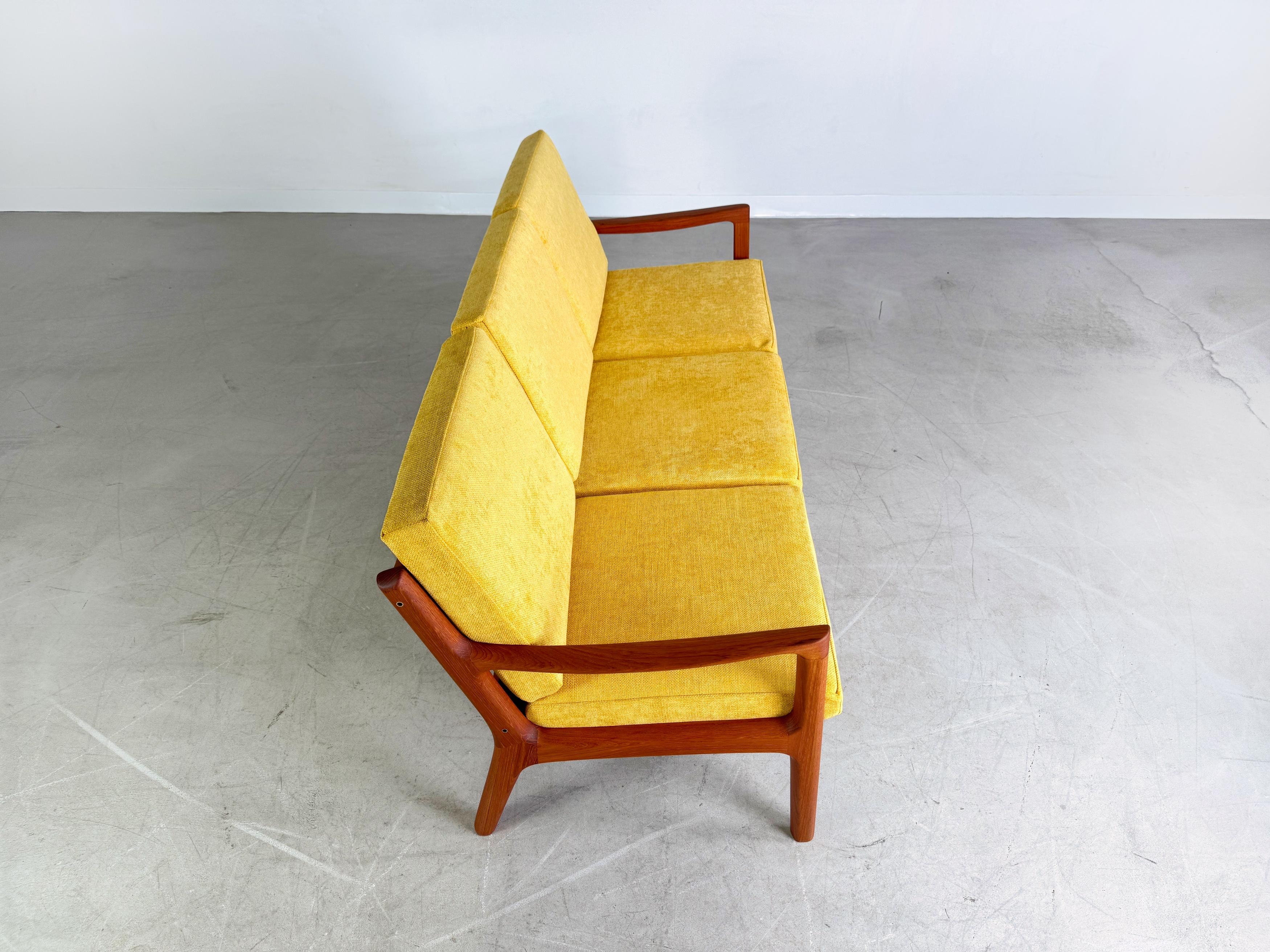 Mid-20th Century Midcentury Sofa France & Søn Couch Ole Wanscher Dreisitzer teak For Sale