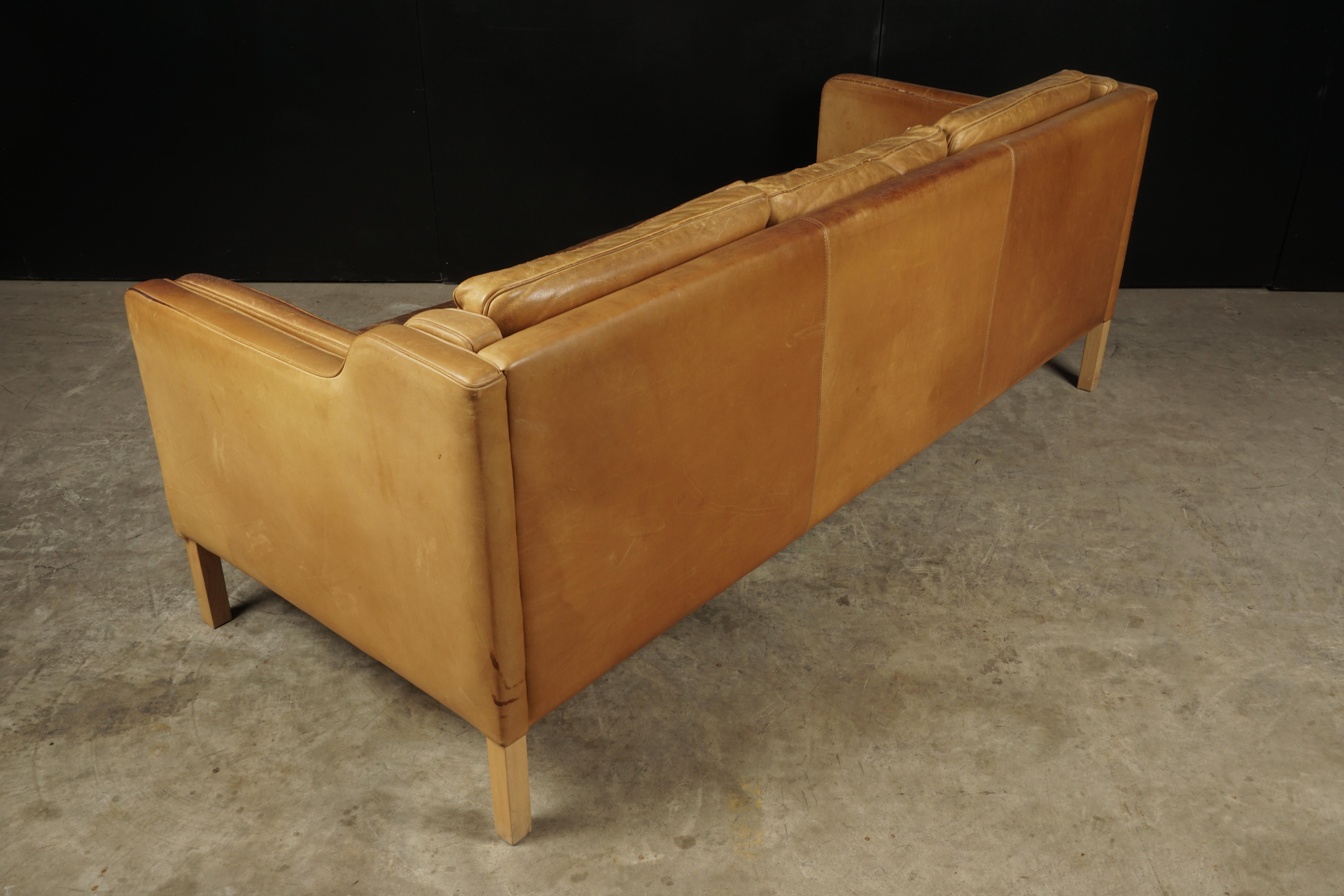 Late 20th Century Midcentury Sofa from Denmark in Cognac Leather, circa 1970