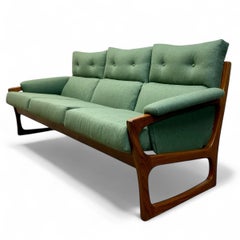 Midcentury Sofa Green Three Seater Danish Fully Refurbished