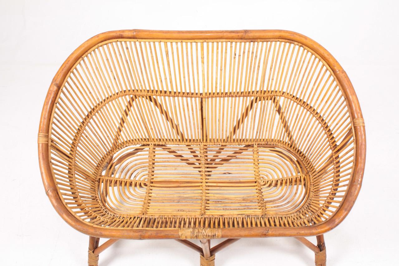 Scandinavo moderno Divano di metà secolo in bambù, Made in Denmark, 1950 in vendita