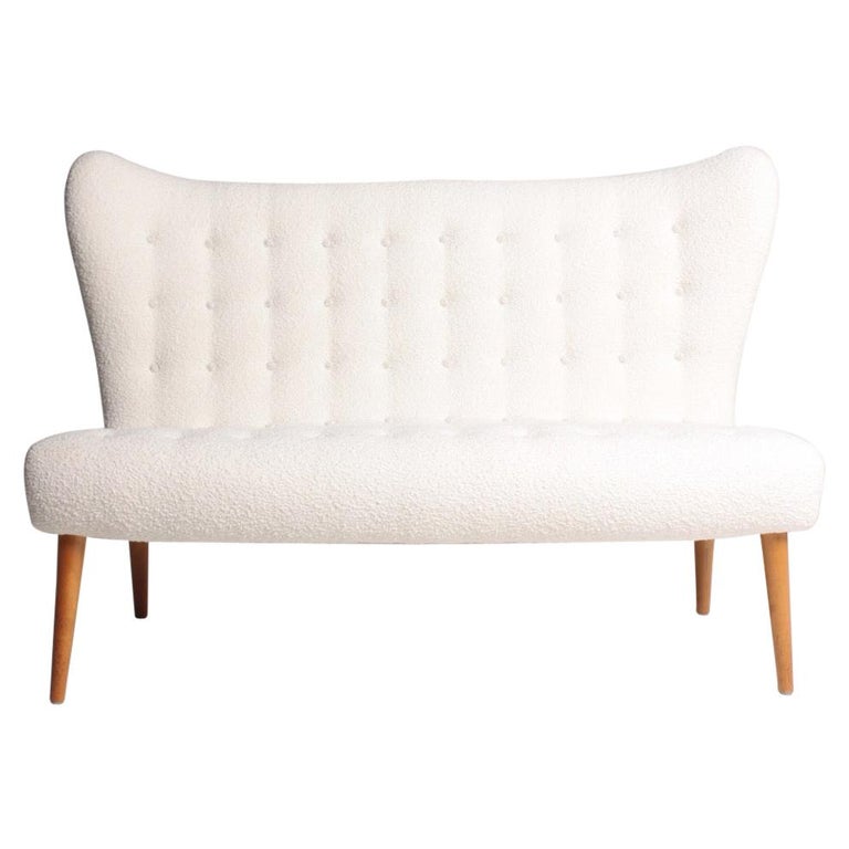 Midcentury Sofa in Boucle Designed by Elias Svedberg, 1950s Swedish Modern  For Sale at 1stDibs