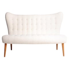 Midcentury Sofa in Boucle Designed by Elias Svedberg, 1950s Swedish Modern