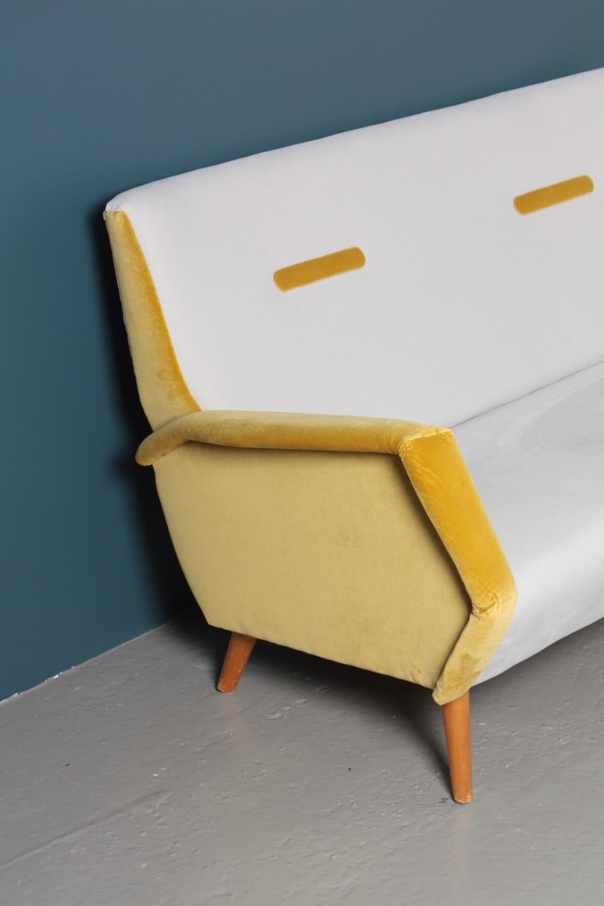 Fabric Midcentury Sofa in French Velvet by Gio Ponti, 1950s