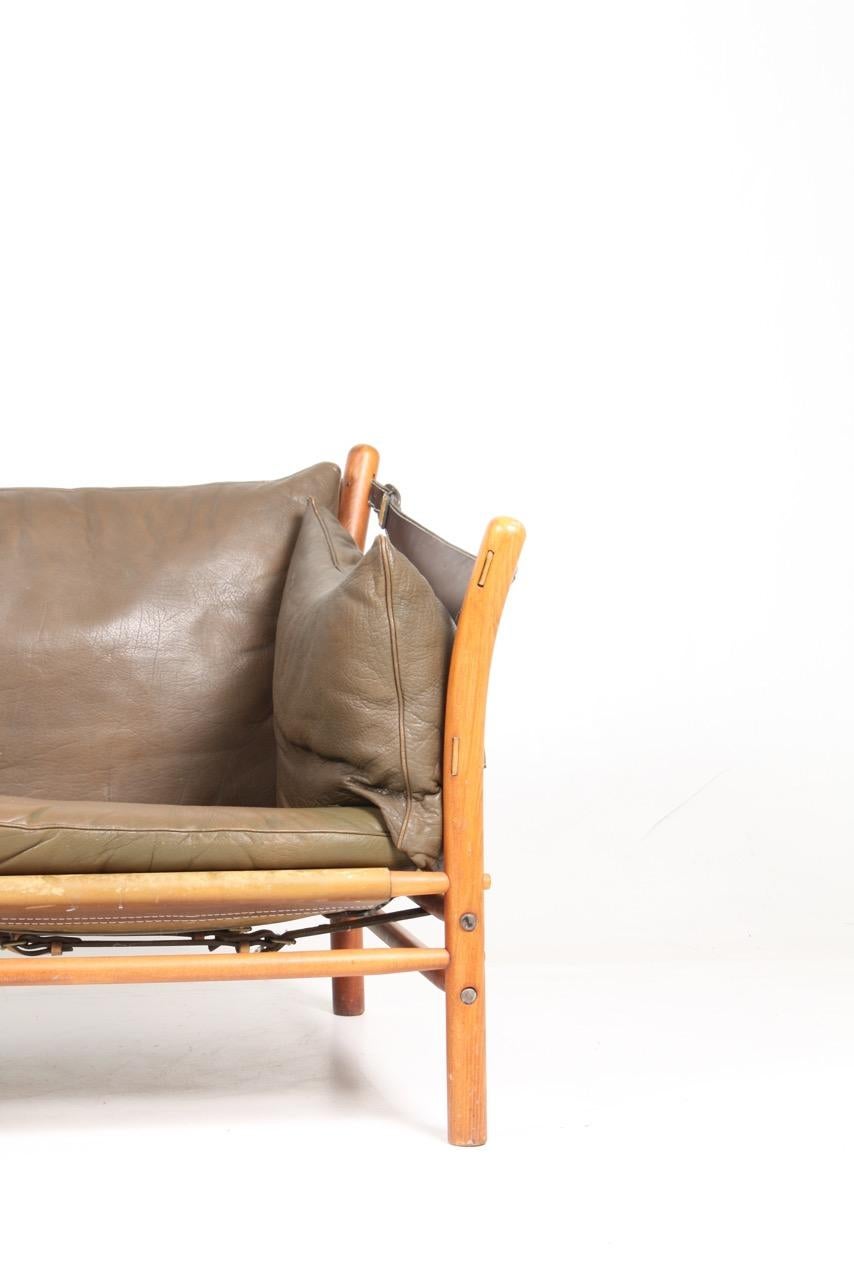 Swedish Midcentury Sofa in Patinated Leather by Arne Norell, Made in Sweden, 1960s