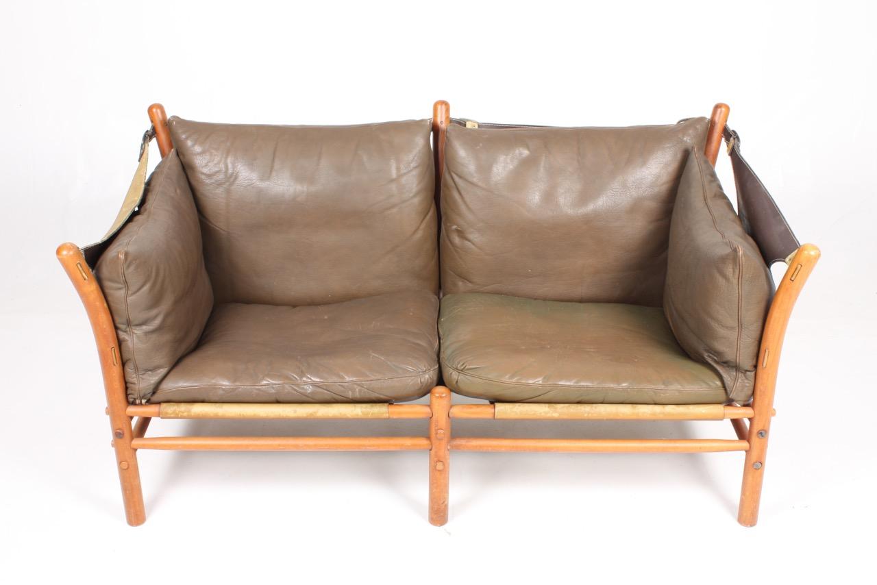 Midcentury Sofa in Patinated Leather by Arne Norell, Made in Sweden, 1960s In Good Condition In Lejre, DK