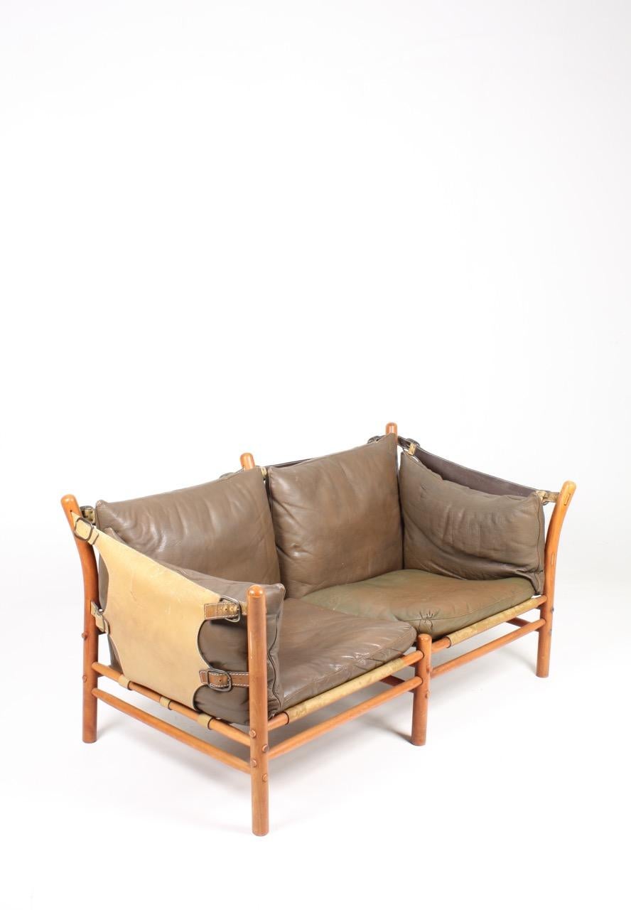 Mid-20th Century Midcentury Sofa in Patinated Leather by Arne Norell, Made in Sweden, 1960s