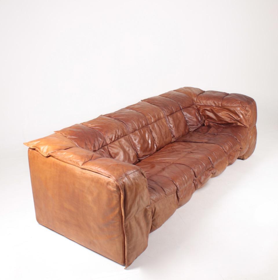 Danish Midcentury Sofa in Patinated Leather by Eilersen, 1980s