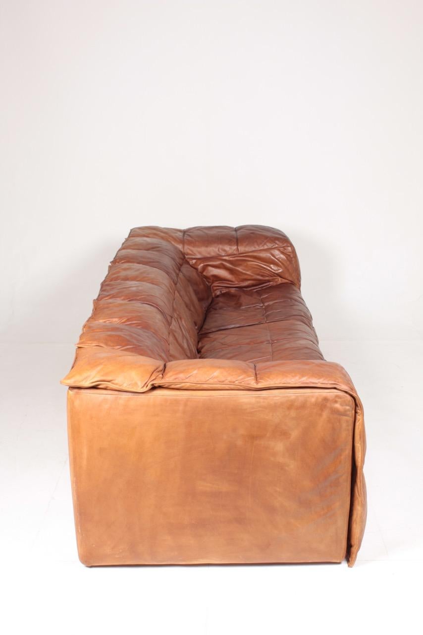 Late 20th Century Midcentury Sofa in Patinated Leather by Eilersen, 1980s