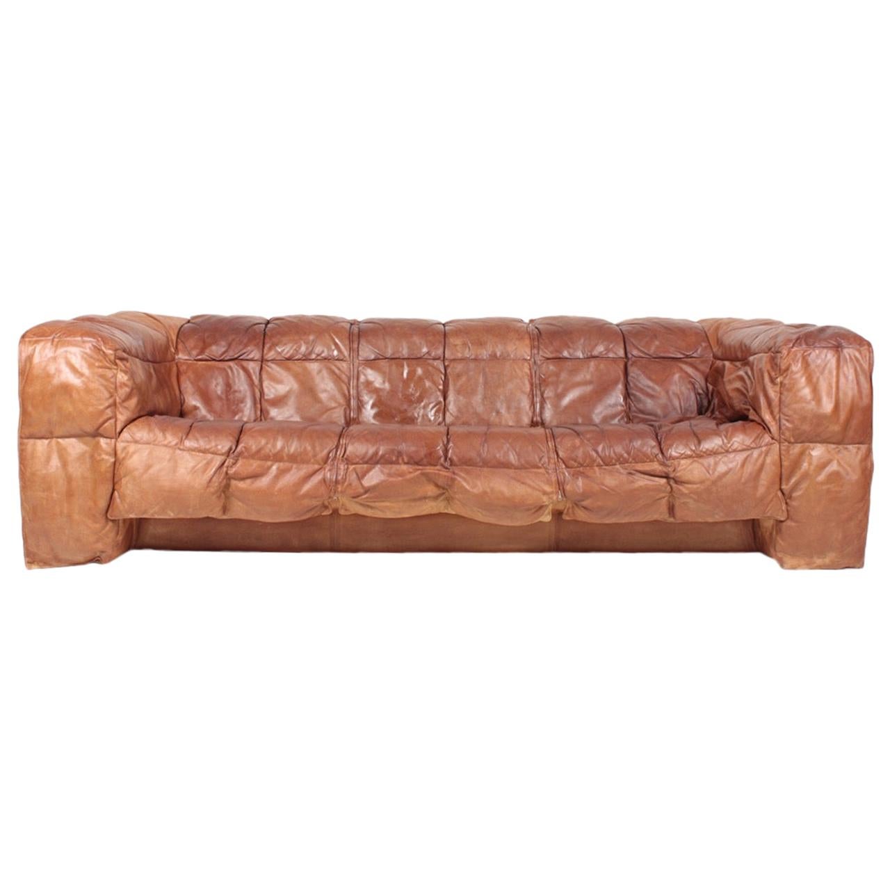 Midcentury Sofa in Patinated Leather by Eilersen, 1980s
