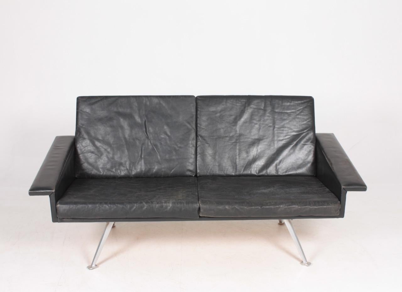 Mid-Century Modern Midcentury Sofa in Patinated Leather, Danish Design, 1960s