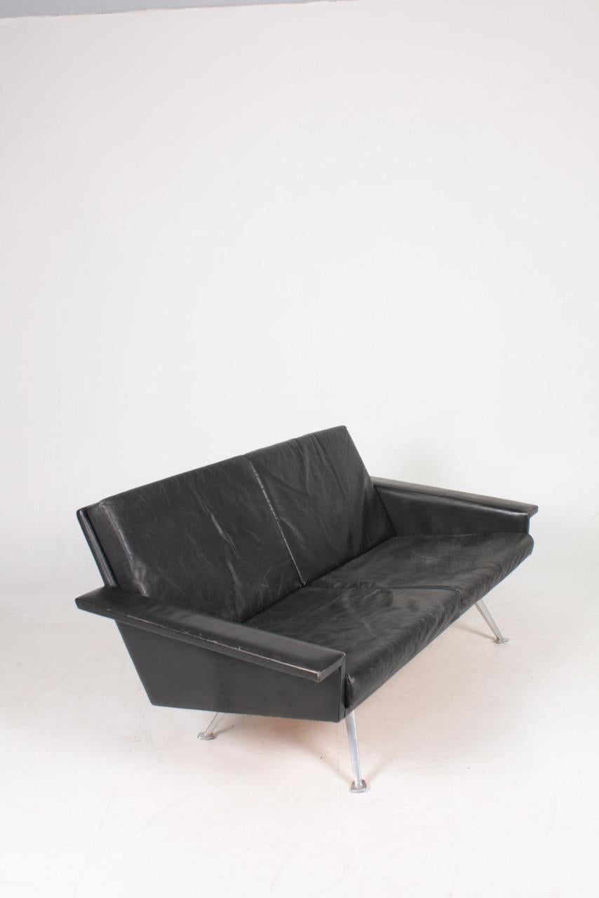 Mid-20th Century Midcentury Sofa in Patinated Leather, Danish Design, 1960s