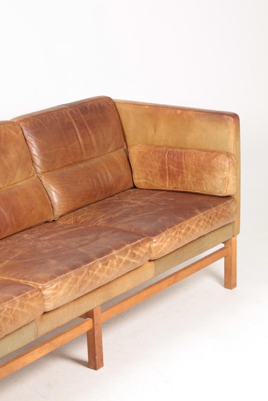 Midcentury Sofa in Patinated Leather, Danish Design, 1960s 1