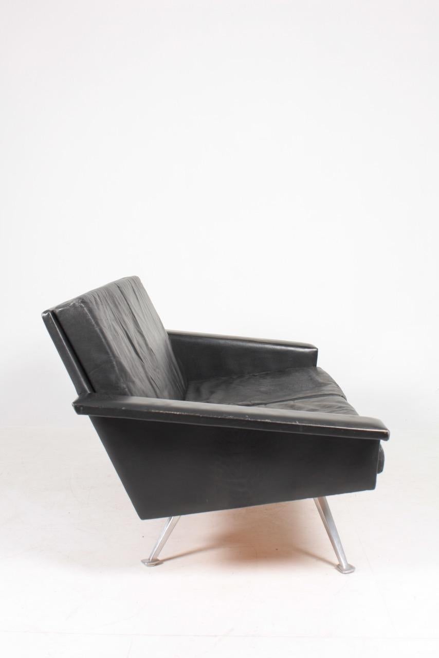 Midcentury Sofa in Patinated Leather, Danish Design, 1960s 2