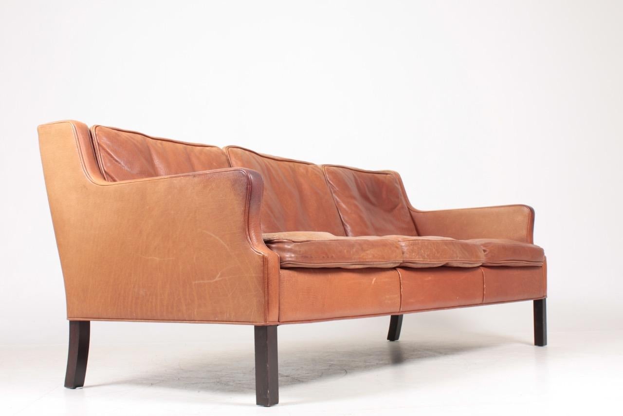 Late 20th Century Midcentury Sofa in Patinated Leather, Danish Design, 1970s