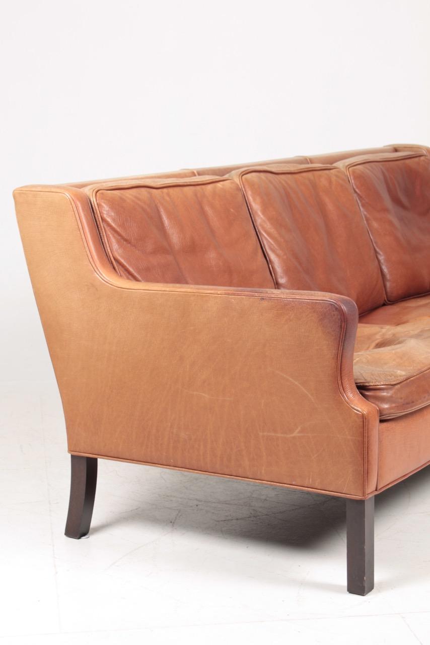 Midcentury Sofa in Patinated Leather, Danish Design, 1970s 1