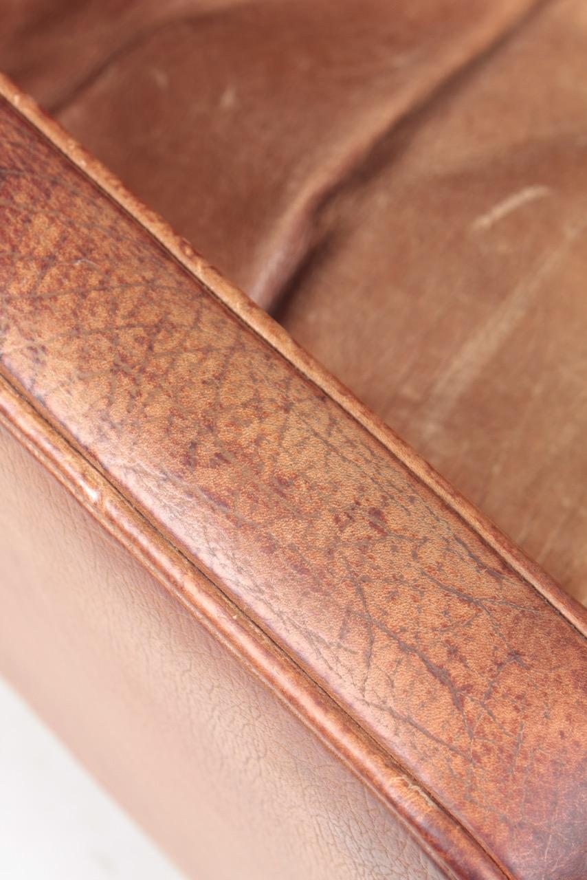 Midcentury Sofa in Patinated Leather, Danish Design, 1970s 2