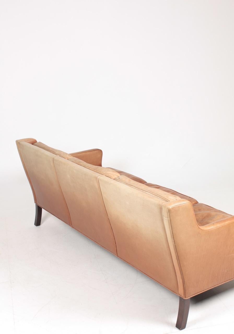 Midcentury Sofa in Patinated Leather, Danish Design, 1970s 4