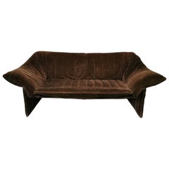 Mid Century Sofa Smooth Velvet Brown by Mario Bellini for B&B Italy 1970s